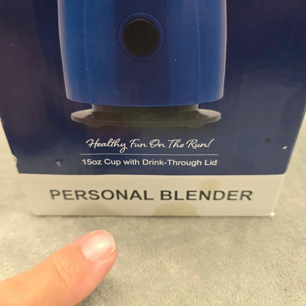 Kitchen Selectives Personal Blender Blue 15oz Travel Cup‎ One-Touch Operation